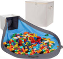 SAM AND MABEL Toy Storage Organizer with Attached Play Mat for Kids – 13" x 13" x 13" Stackable and Foldable Cubby Box Nursery Organizers, Storage Bins with Lid for Playroom (Cream Bamboo) — 1
