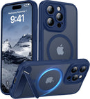 Magnetic Compatible with iPhone 15 Pro Case, [Built-in Kickstand][Full Camera Protection][Compatible with MagSafe][Anti-Fingerprint] Shockproof Phone Case for iPhone 15 Pro 6.1",Blue — 1