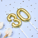 2.76 Inch Classical Gold 30 Number Birthday Candles, Gold and Cake Number Candles for Party Celebration — 2