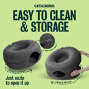 Peekaboo Cat Cave Donut for Multiple & Large Cats up to 30-45 lbs, 3-in-1 Self Warming Cat Bed, Tunnel & Scratcher for Indoor Cats, Washable & Detachable Small Dog Bed (Dark Gray, Large) — 8