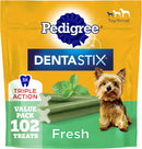 Brand Pedigree Dentastix Small & Toy Breed Dental Dog Treats, Fresh, 102 Count