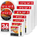 ESRICH Canvases for Painting, 36 Pack Canvas Boards 4x4, 6x6, 8x8, 5x7, 8x10, 9x12, 11x14, Round Canvas Panels with 8x8,10x10-Cotton Primed Blank Large Canvases for Acrylic, Oil, Gouache & Tempera. | 36 Packs Canvas Panel - 9 Sizes(4 of Each) — 1
