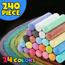 240PCS Washable Sidewalk Chalks, 24 Colors Jumbo Chalk for Kids, Non-Toxic Sidewalk Chalk Bulk for Toddler, Dustless Outdoor Chalk Giant Box Chalkboard Chalk for Party Favor Playground, Great for Kids — 3