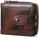 BULLCAPTAIN Genuine Leather Men's Wallet with Zipper T23 (Coffee) — 1