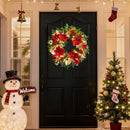 24 Inch Magnolia Christmas Wreath for Front Door, Christmas Wreath with LED Lights, Red Flowers, Red Berries, Pinecones Christmas Decorations，Winter Door Wreath for Wall Window Indoor or Outdoor — 2