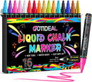 GOTIDEAL Chalk Markers,16 Colors Chalkboard Markers,6mm Reversible Tip — 1