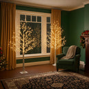 PABIPABI Birch Tree with LED Lights, 6ft Lighted Christmas Trees Outdoor — 6