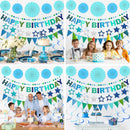 3D Happy Birthday Banner, Pre-Strung Felt Party Decorations (Blue) — 8