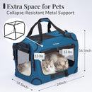 Extra Large Cat Carrier for 2 Cats, Collapsible Soft Sided Pet XL Crate for Large Mudium Big Cat 20lbs+, Car Travel Portable Bag for Long Trips Ride 24"x16.5"x16.5" — 2