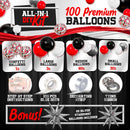 ALL-IN-1 Red Black and White Balloon Arch Kit for Red and Black Birthday Party Decorations – Reds and Blacks Balloons for White Black and Red Balloon Garland Kit – Graduation Black and Red Balloons | Red, Black, White, Silver — 3