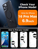 Designed for iPhone 16 Pro Max Case with Stand, Black photo 6
