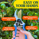Haus & Garten ClassicPRO 8.5" Premium Titanium Bypass Pruners - Use as Garden Shears Pruning Shears for Gardening, Hand Pruners, Handheld Garden Clippers, Scissor Clipper Tool | Blue Non Slip Soft Grips — 4