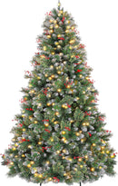 Hykolity 6 ft Prelit Christmas Tree with Pine Needle and Red Berries — 1