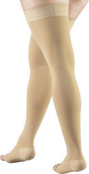 Truform 20-30 mmHg Compression Stockings for Men and Women, Thigh High Length, Dot-Top, Open Toe | Beige | Medium (1 Pair) — 6