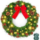 Brightown 24 Inch Pre-Lit Christmas Wreaths for Front Door, 50LED — 1