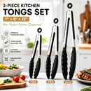 Kitchen Tongs Set, 3 Pack(7+9+12") Cooking Tongs with Locking Mechanism, Stainless Steel Body Food Tongs with… — 3
