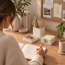 Aesthetic Desk Organizer Set of 3 - Sturdy Concrete Office Accessories — 6