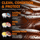 GleamGlee Leather Boot Care Kit, Saddle Soap, Mink Oil & Waterproof Wax Set — 3
