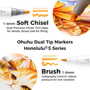 Ohuhu Alcohol Markers 72 Colors Brush& Soft Chisel for Adult Cozy Coloring | Brush & Soft Chisel — 2