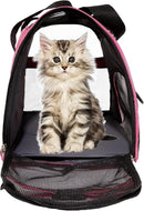 MuchL Cat Carrier for Cats Soft-Sided Travel Pat Carrier for Cat with Wooden Padding Board Airline Approved Lightweight Comfortable Cat Bag for Puppy Small Pets (Small, Pink) — 2