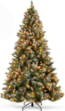 Best Choice Products 6ft Christmas Tree Pre-Lit w/Viral Twinkling Lights, Pre-Decorated Artificial Frosted Pine Holiday Decoration w/ 250 Lights, 818 Frosted Tips, Pine Cones, Berries, Metal Base — 1