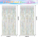 ZATAYE 2 Pack Laser Silver New Years Eve Foil Curtain Streamer Decorations | 2 PCS — 2