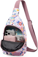 Banelu Small Sling Backpack Crossbody Sling Bags for Women, Cross Body Bag Fanny Packs Crossbody Purses - Lilac Flower | D5 Flower — 6