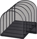 5-Section Desk File Organizer Metal Mesh Folder Organizer, Black — 1