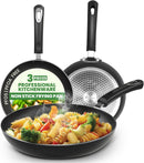 Utopia Kitchen Nonstick Frying Pan Set 3 Piece 8 9.5 11 Inch PFOA Free Grey