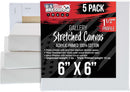 U.S. Art Supply 6"x6" Stretched Canvas for Painting, Gallery Depth 5-Pack | 6" x 6" — 1