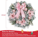 Pre-Lit Christmas Wreath for Front Door, 24 Inch Large Xmas Wreath for Holiday Decor, Battery Operated Xmas Lighted Wreath with Flower, Ball Ornaments & 20 LED Lights for Fireplace Window — 2