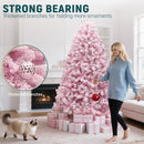 YITAHOME 6FT Prelit Pink Flocked Christmas Tree with Warm-White Lights — 6
