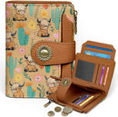 Icycay Cat Small Wallet Women RFID Blocking Bifold Cute Credit Card Holder - Highland Cow — 1