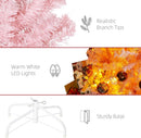 HOMCOM 6' Tall Prelit Christmas Tree Douglas Fir Realistic Branches Pink — 6