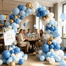 Zesliwy Dusty Blue White Gold Balloons Arch Kit, Latex, Party Decoration — 7