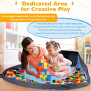 SAM AND MABEL Toy Storage Organizer with Attached Play Mat for Kids – 13" x 13" x 13" Stackable and Foldable Cubby Box Nursery Organizers, Storage Bins with Lid for Playroom (Cream Bamboo) — 2