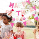 CANREVEL 3 PCS Pre-Strung 3D Happy Birthday Banner Decorations, Pink Flower — 2