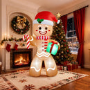 Christmas Inflatable Gingerbread Man, Blow Up Holiday Party Decor with Build-in LED Lights, Waterproof Inflatable Christmas Decorations for Outdoor Roof Yard Lawn Garden Indoor (Brown, 8FT) — 3