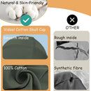 vidsel 100% Cotton Skull Caps Beanie Night Cap Sleep Hats for Men Women - 2 Black & Army Green — 3