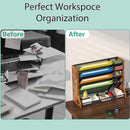 Jakyitvi 5 Tiers Ironwood Wall Desk File Holder Organizer Organizer, Brown — 6