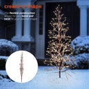 Alpine Corporation 71" Tall Flocked Artificial Brown Christmas Tree with 296 Warm White LED Lights, Indoor/Outdoor Holiday Decoration — 4