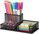 SUPEASY Pen Holder Desk Organizer, Office Supplies Pencil Holder with 3 Compartments, Desk Accessories and Workspace Organizers for Home School Classroom, Black — 1