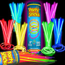 PartySticks Glow Sticks Party Supplies 100pk - 8 Inch Glow in the Dark Light Up Sticks Party Favors, Glow Party Decorations, Neon Party Glow Necklaces and Glow Bracelets with Connectors | 100 Pack — 1