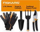 Fiskars 4-Piece Tool Set, Pruning Shears, Trowel, Cultivator & L/XL Gloves | Houseplant Starter Gift Set — 1