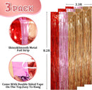 Voircoloria Valentine Foil Fringe Backdrop Curtains,3.3x8.2ft, 3 Pack | 64 Red Champion and Pink — 2