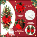 Lyrow 2 Pack 24" Christmas Stairway Swag with Lights, Red Ribbon — 5