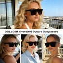 Dollger Square Oversized Sunglasses for Women Men Fashion Flat Top Big Black Frame Shades | Black Frame Black Lens — 3