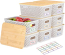 Anysig 8 Pack Plastic Storage Bins with Bamboo Lids, 5.2 QT Stackable Bins — 1