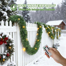 Christmas Garland with Lights, 30 Feet 50 Led Battery Operated Pre-Lit Long Garland Remote Timer for Stairs Railing Fireplace Mantle Office Door Frame Decor Green Greenery Indoor Outdoor Decorations — 4