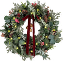 WANNA-CUL 24In Christmas Wreath for Front Door with 3M 30 LED Timer Lights — 1